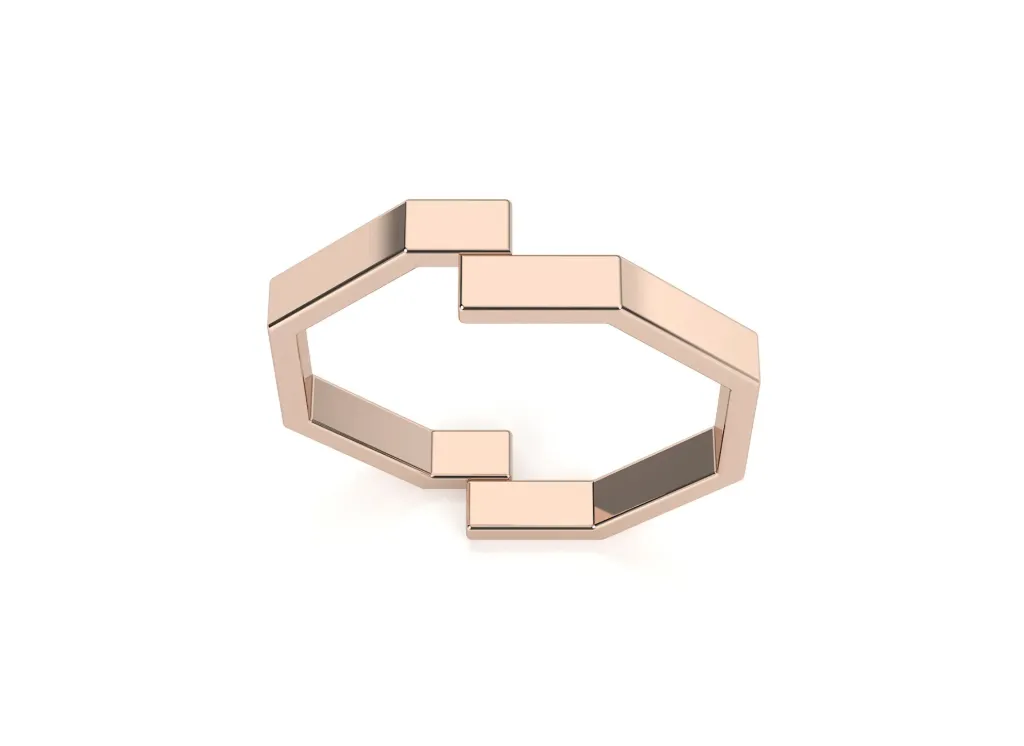 LINK-interlocking rectangular structured band ring - VR2579