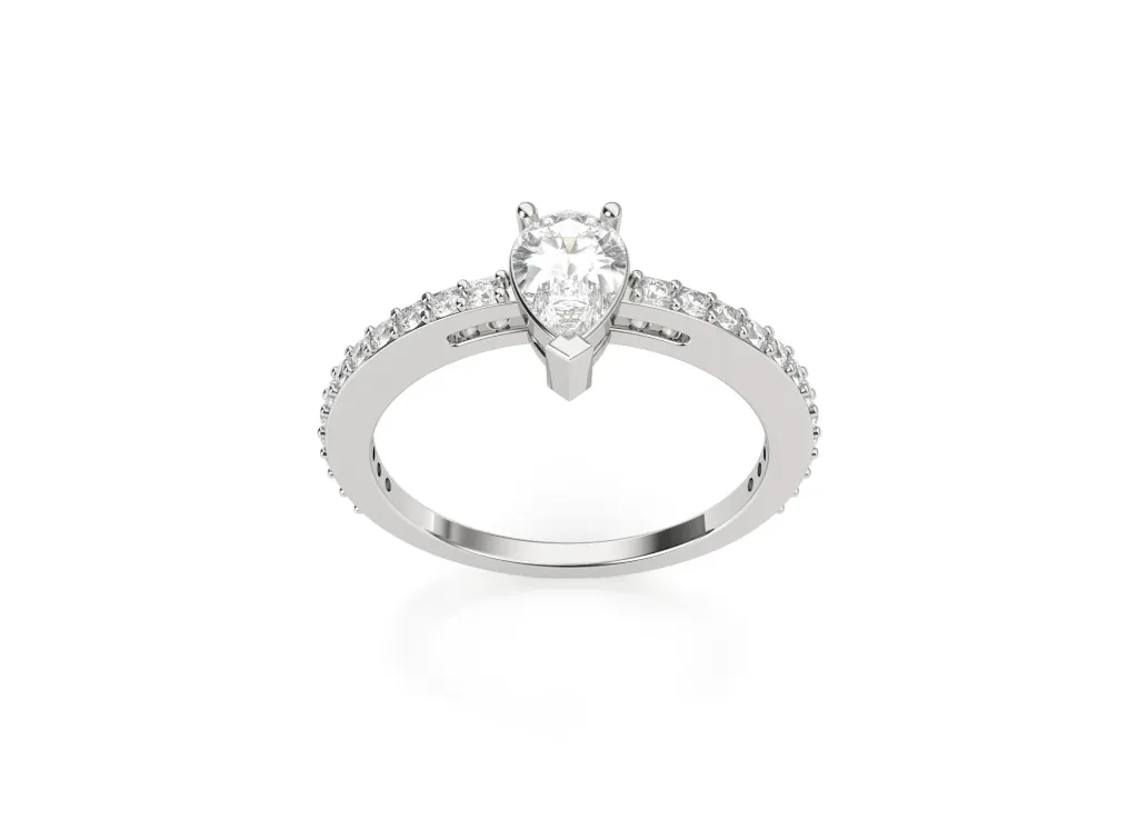 APEX-A pear-shaped center stone ring elevated by a sleek, architectural setting - VR22547 (White)