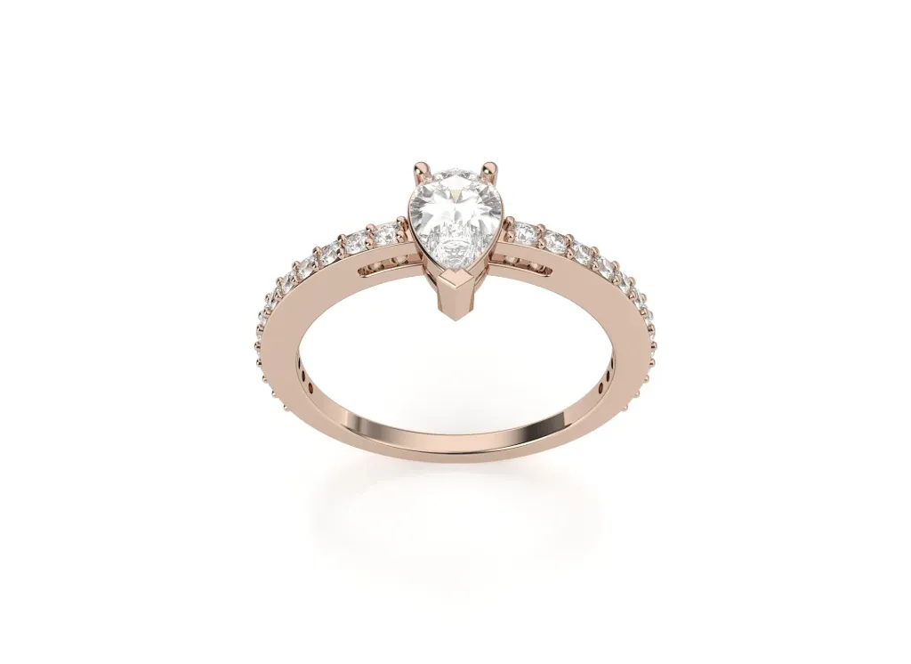 APEX-A pear-shaped center stone ring elevated by a sleek, architectural setting - VR22547