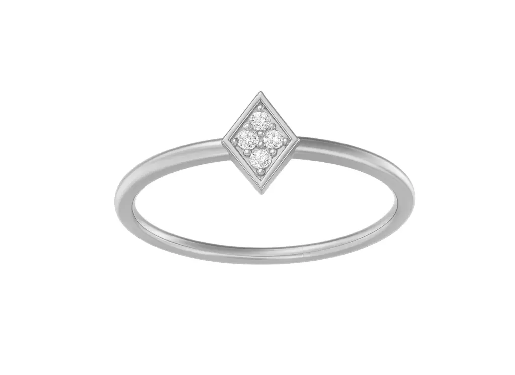 SOLACE - Pavé set diamond rhombus motif ring-VR1331