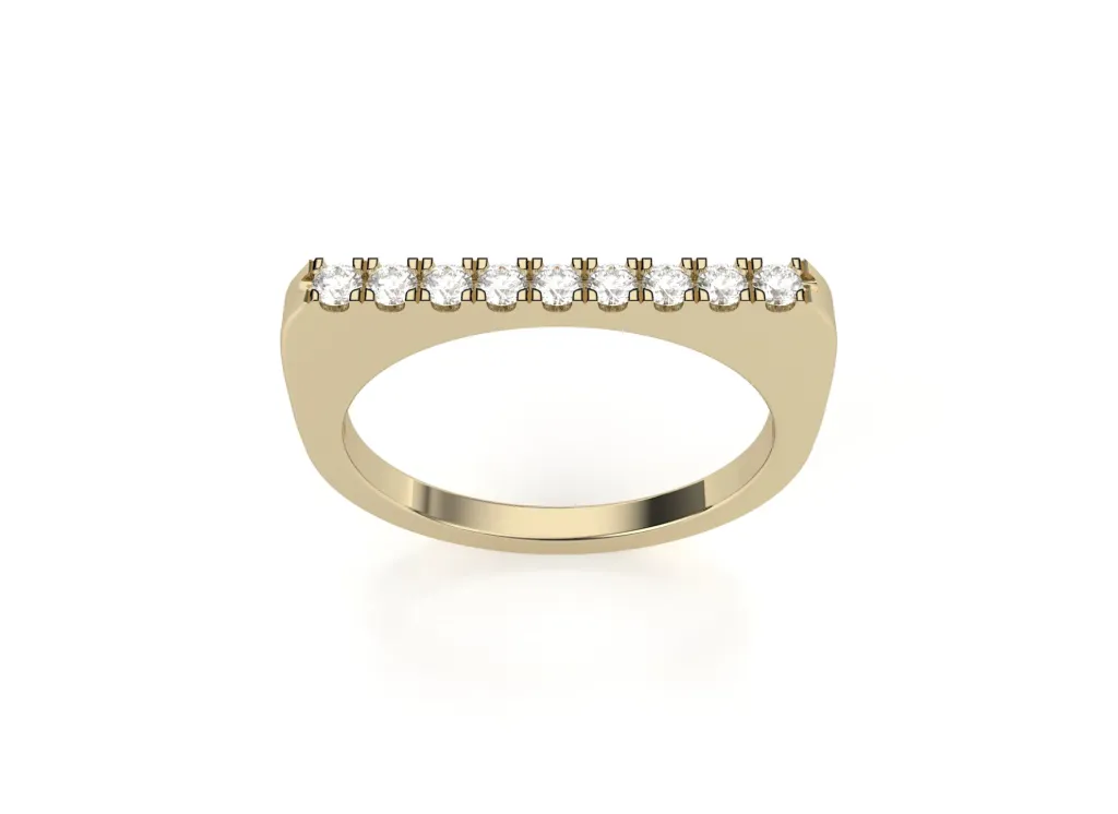 RECTURO-flat rectangular ring with a row of diamonds on top - VR87728