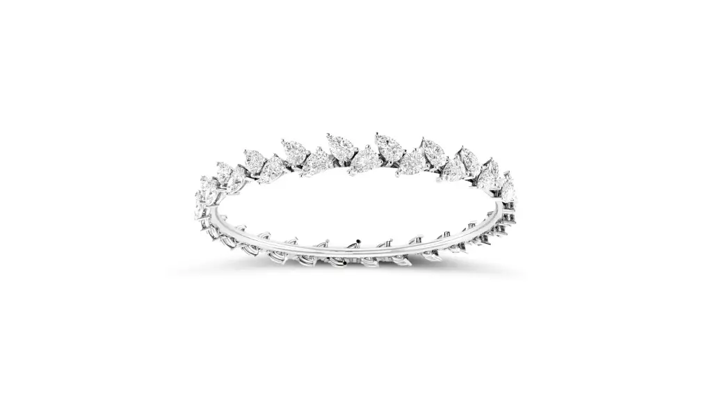 PETRALIA - single line pear-shaped diamond eternity bangle with openable lock