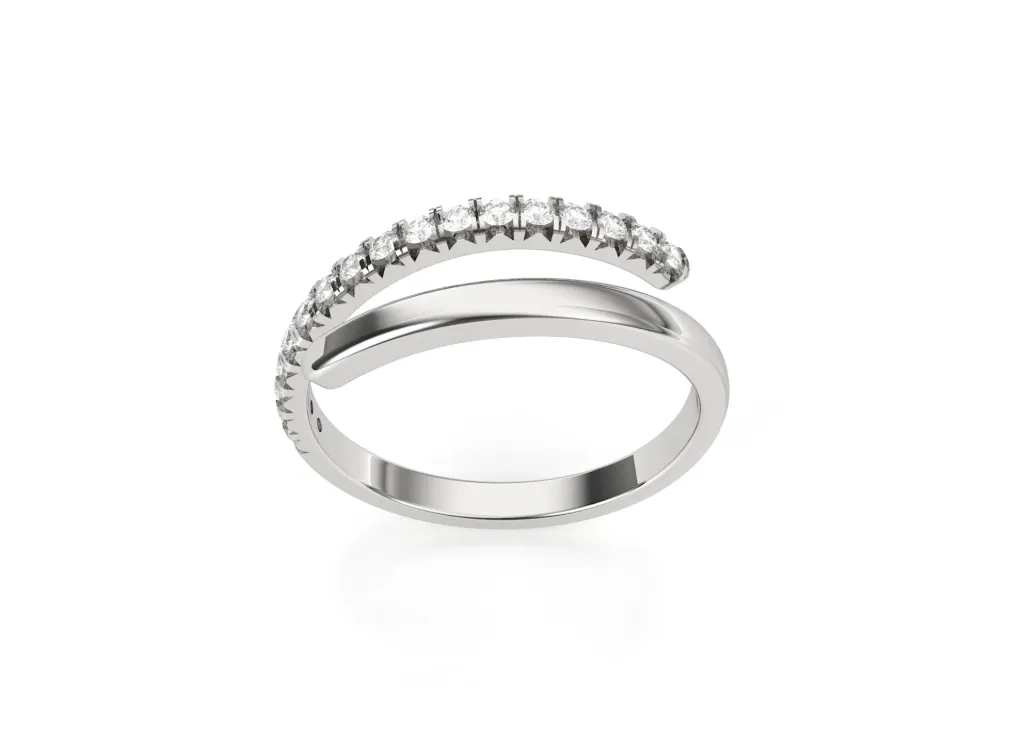 DIVARA-diamonds and a glossy surface on the split band ring - VR87732 (White)