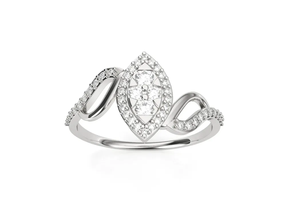 MARIVELLE-marquise diamond cluster ring bordered by a halo - VR87737 (White)