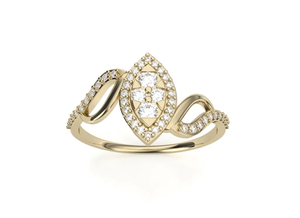 MARIVELLE-marquise diamond cluster ring bordered by a halo - VR87737