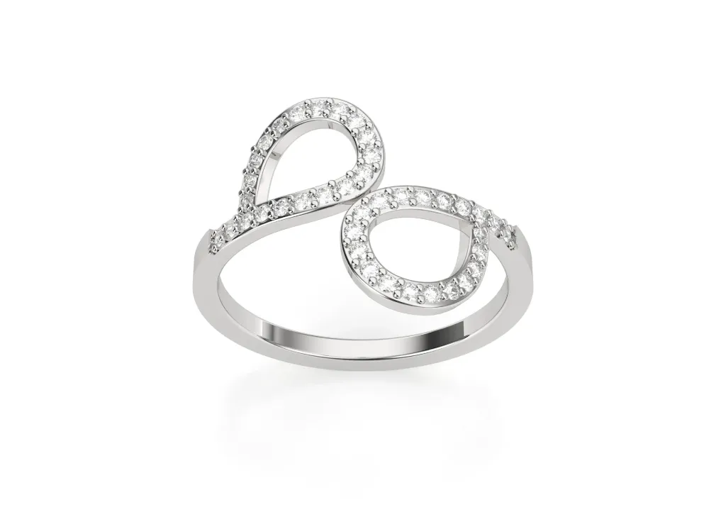 TEYORA-teardrop-shaped loop ring - VR87740 (White)