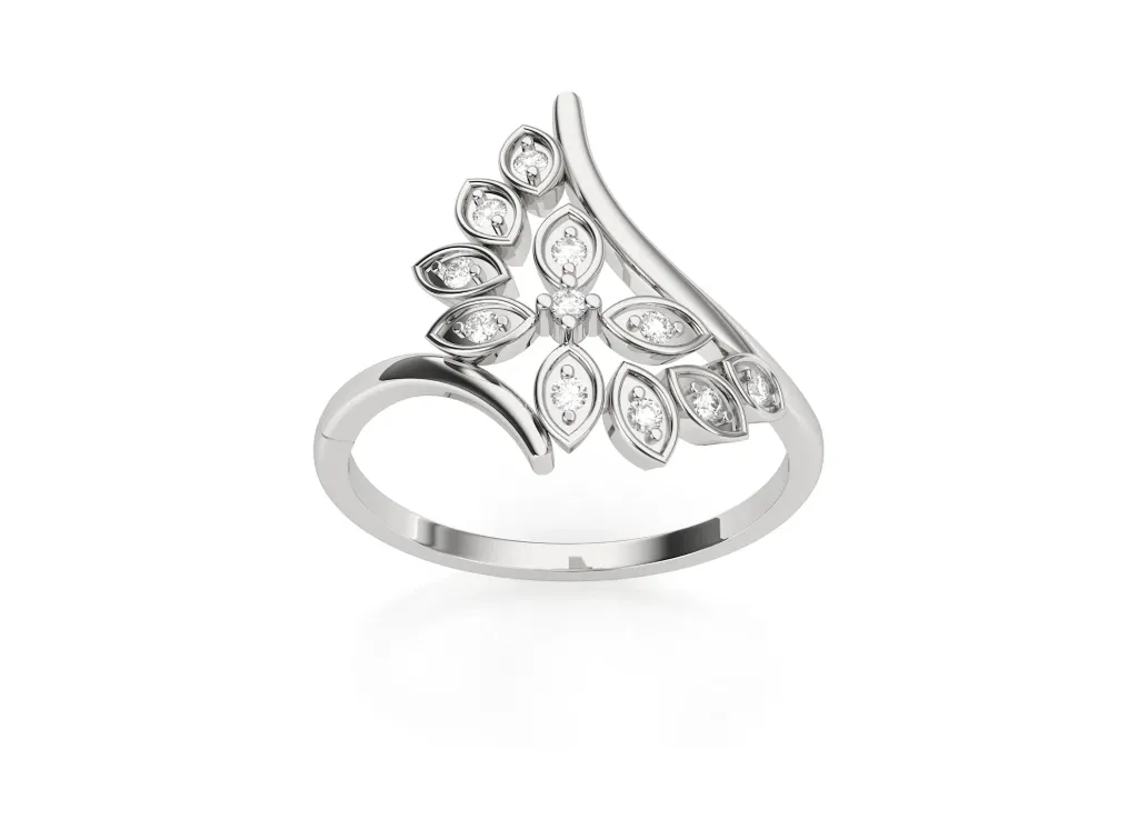 FLORAYNE-an asymmetrical floral motif ring - VR87742 (White)
