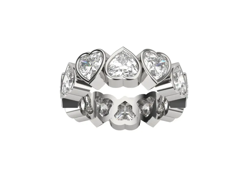 ECLIPTA - 0.50 ct each Heart shaped diamond eternity band ring-VR87723 (White)