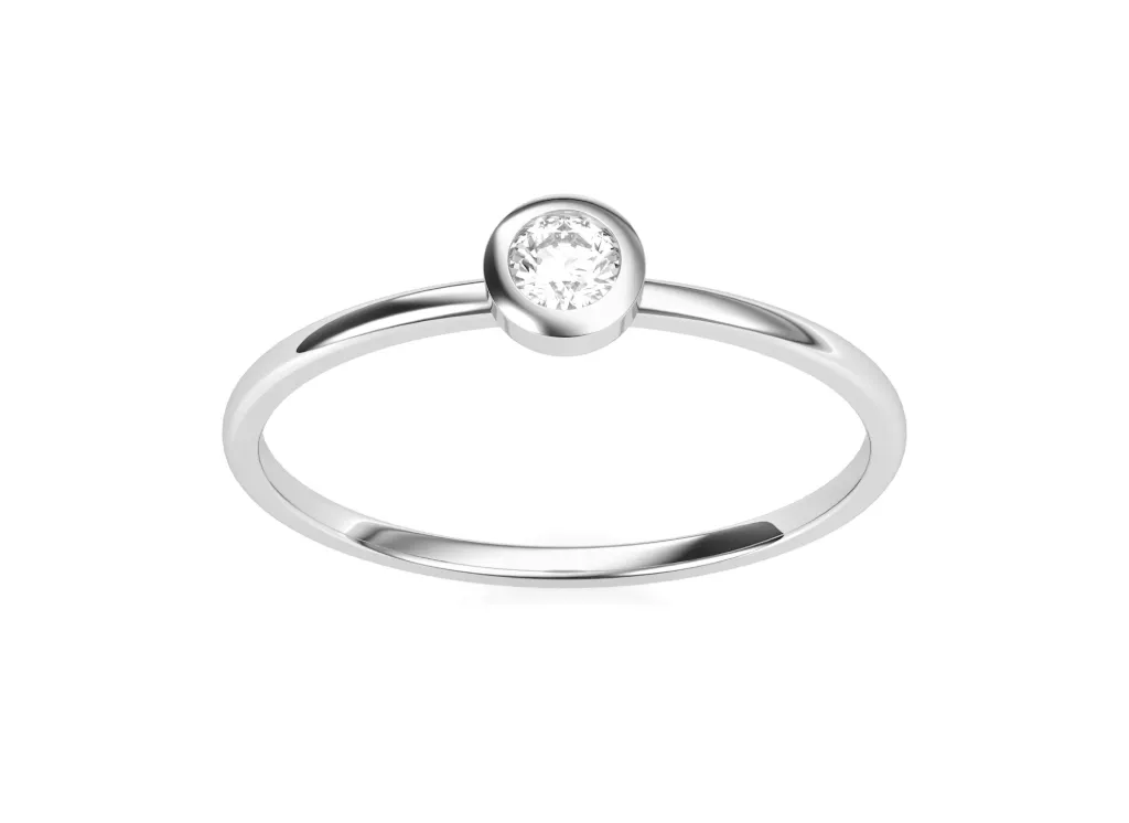 LUNA - Bezel set round diamond ring-VR1733 (White)
