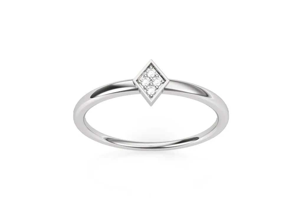 SOLACE - Pavé set diamond rhombus motif ring-VR1331 (White)