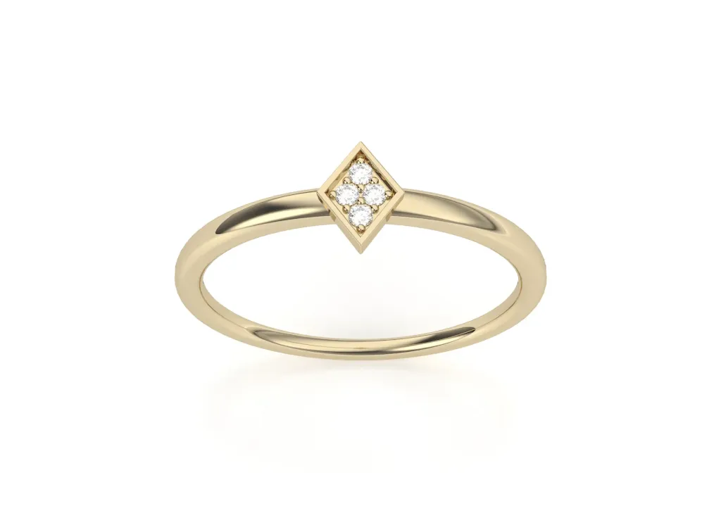 SOLACE - Pavé set diamond rhombus motif ring-VR1331