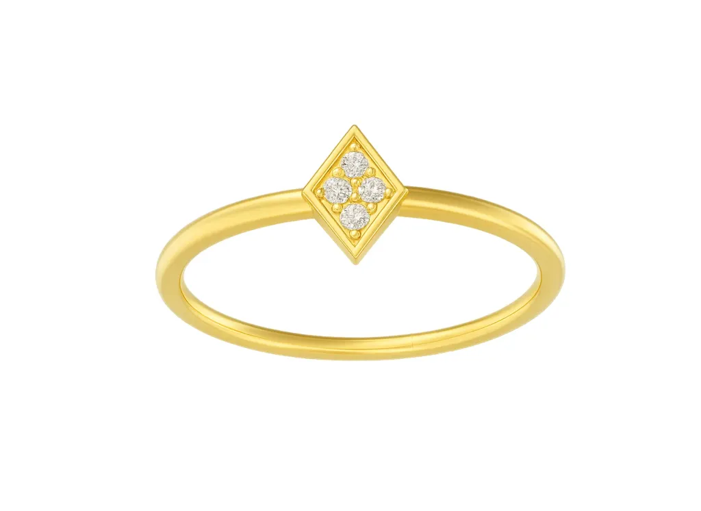 SOLACE - Pavé set diamond rhombus motif ring-VR1331