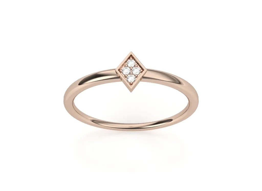 SOLACE - Pavé set diamond rhombus motif ring-VR1331