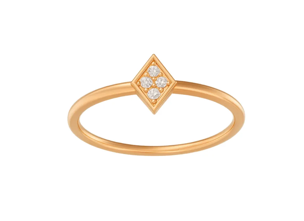 SOLACE - Pavé set diamond rhombus motif ring-VR1331