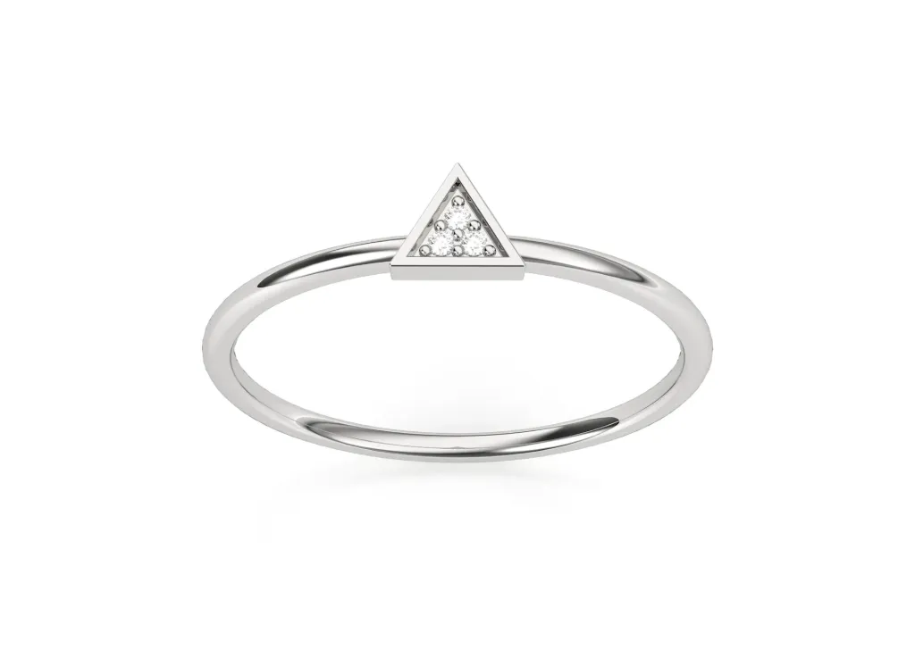 PINNACLE - Pavé set diamond triangle motif ring-VR1330 (White)