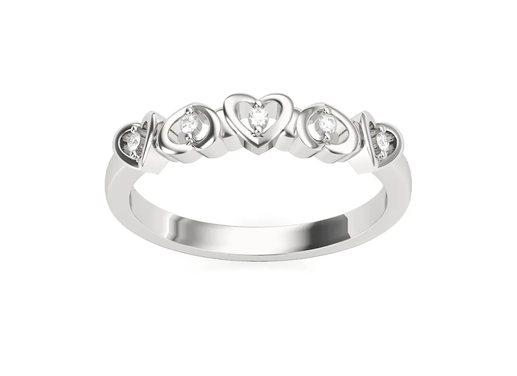 CHERISH - Five heart motif diamond ring-VR1611 (White)