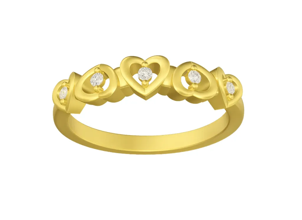 CHERISH - Five heart motif diamond ring-VR1611