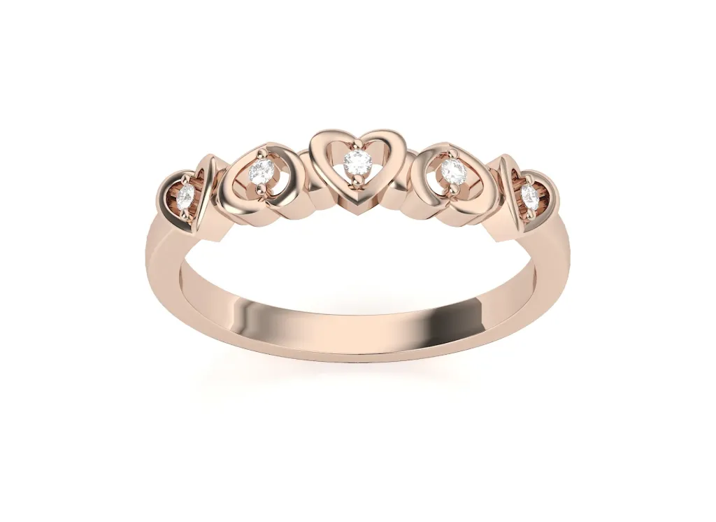 CHERISH - Five heart motif diamond ring-VR1611