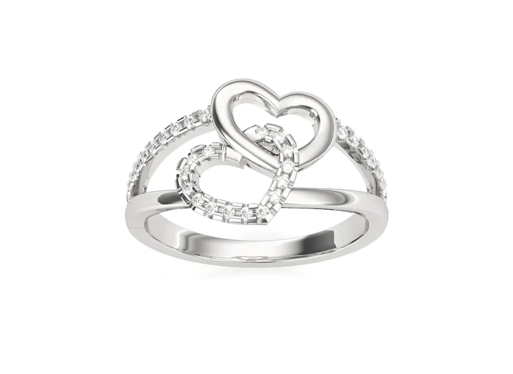 ENTWINE- Interlocking hearts ring-VR1610 (White)