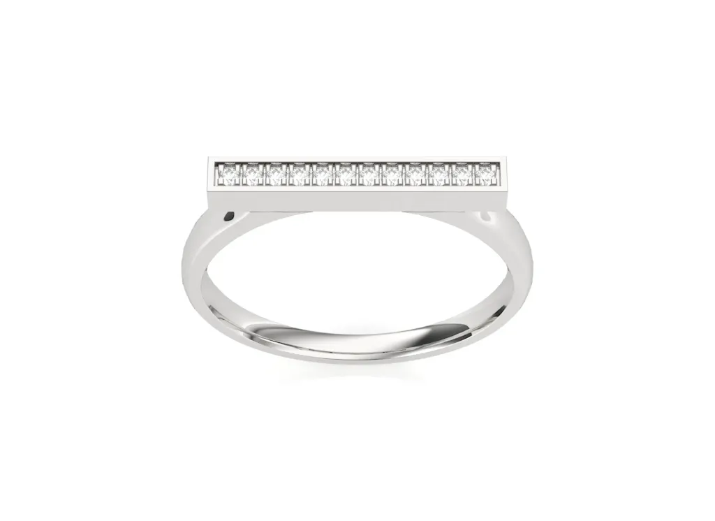 POISE — Diamond-studded bar ring-VR1104 (White)
