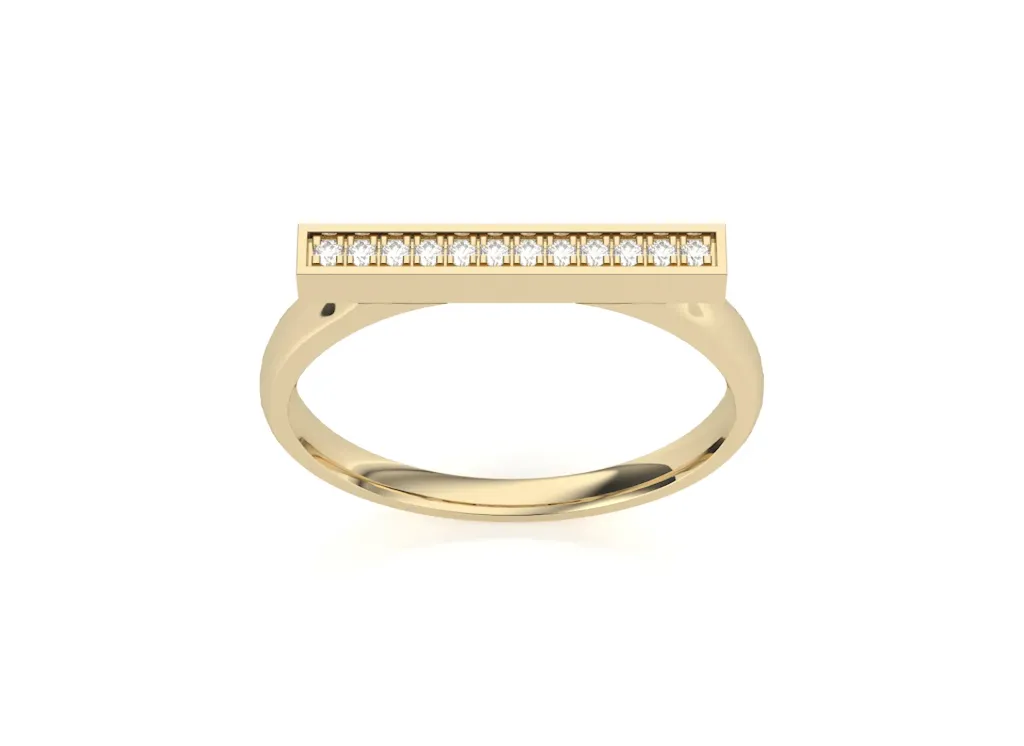 POISE — Diamond-studded bar ring-VR1104