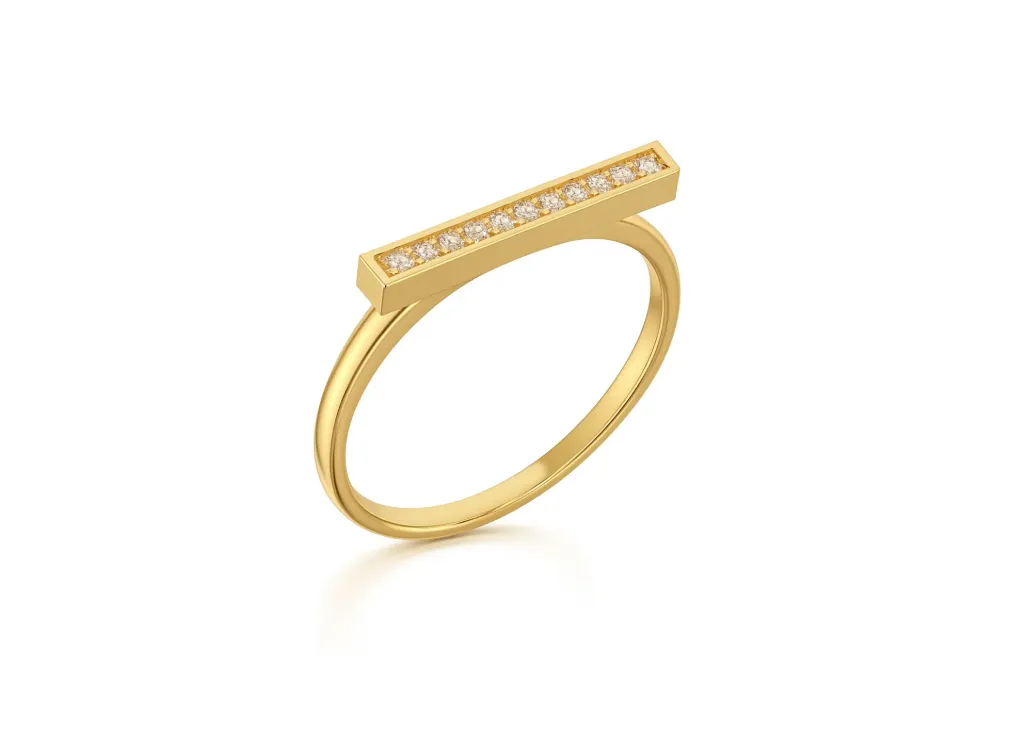 POISE — Diamond-studded bar ring-VR1104