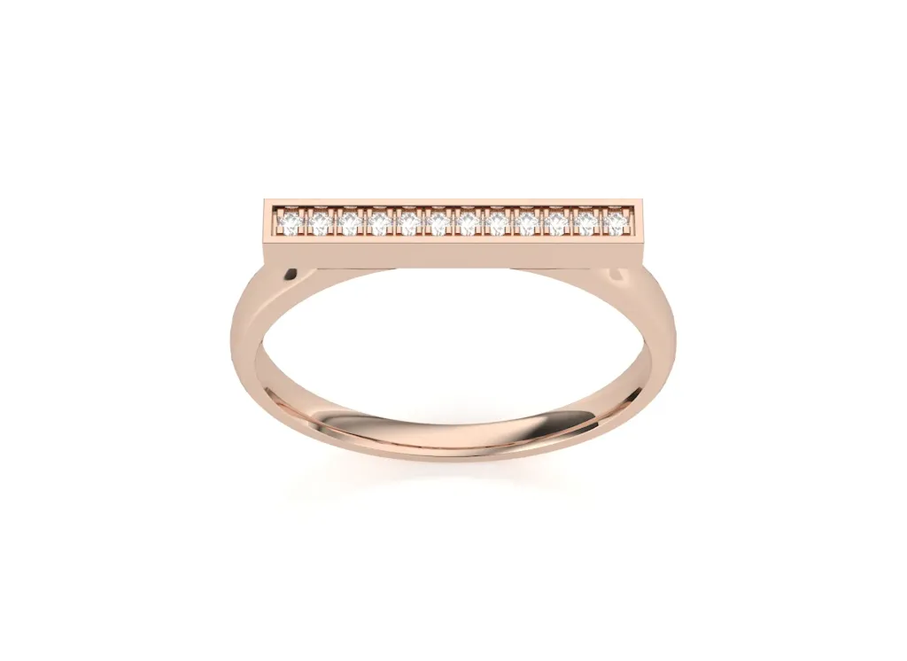 POISE — Diamond-studded bar ring-VR1104