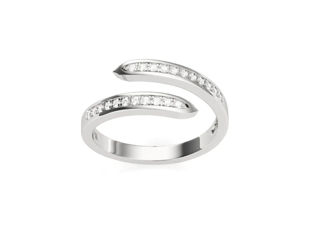 ORBIT — Round diamond twisted band ring-VR1106 (White)