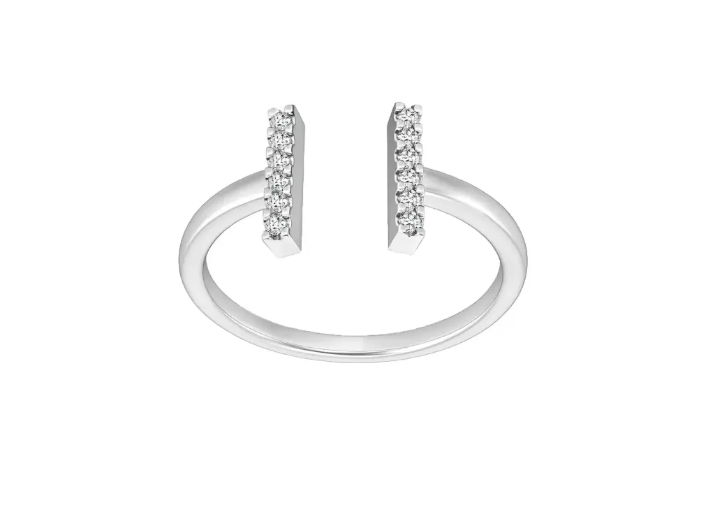 ALIGN — Round parallel set diamond-studded bar ring-VR1311 (White)