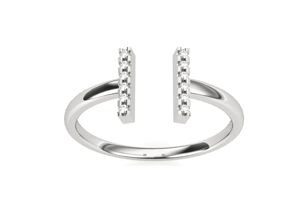 ALIGN — Round parallel set diamond-studded bar ring-VR1311 (White)