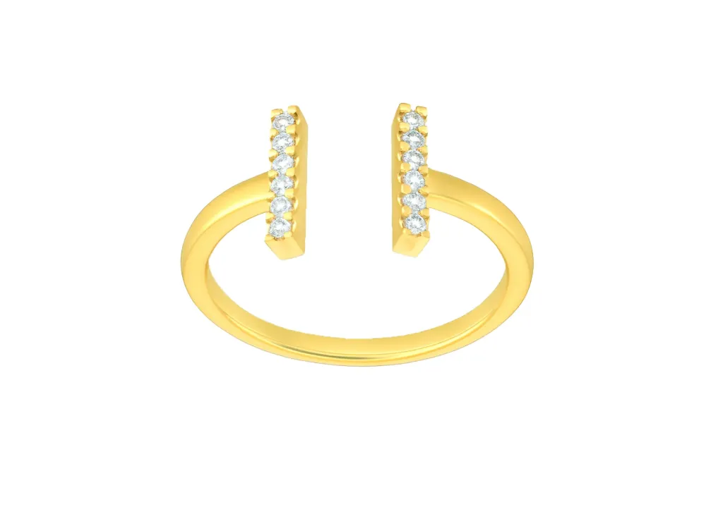 ALIGN — Round parallel set diamond-studded bar ring-VR1311