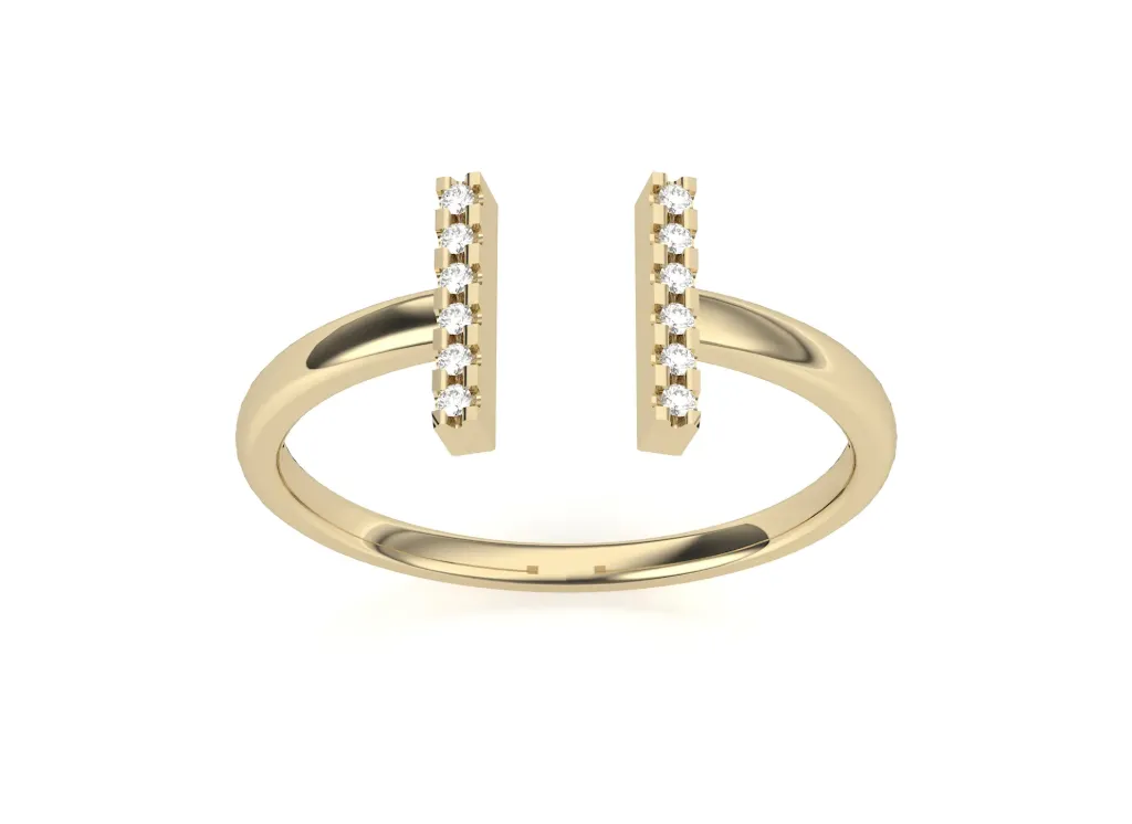 ALIGN — Round parallel set diamond-studded bar ring-VR1311