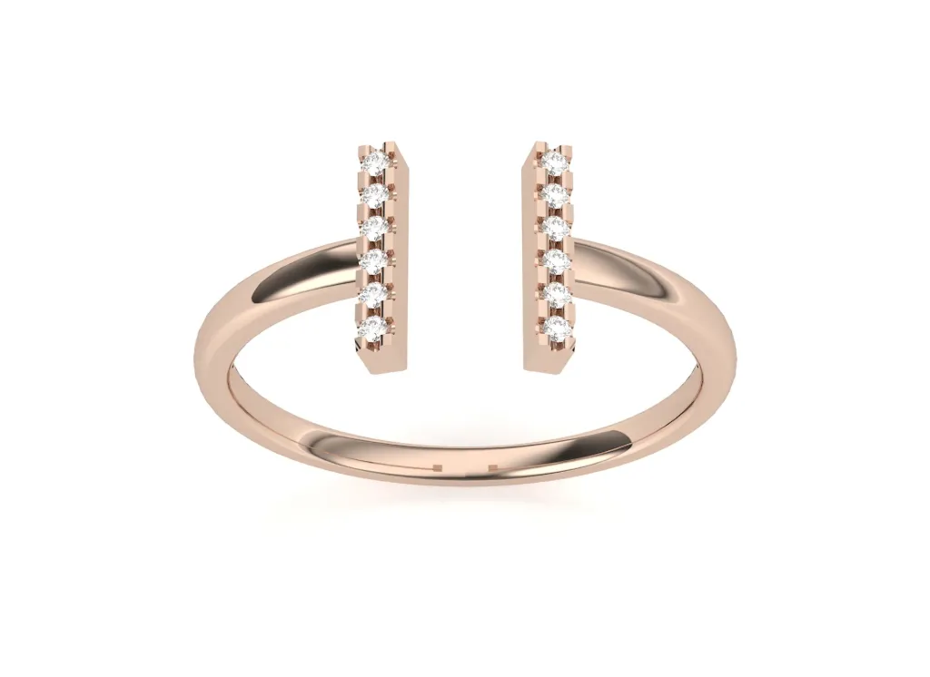 ALIGN — Round parallel set diamond-studded bar ring-VR1311