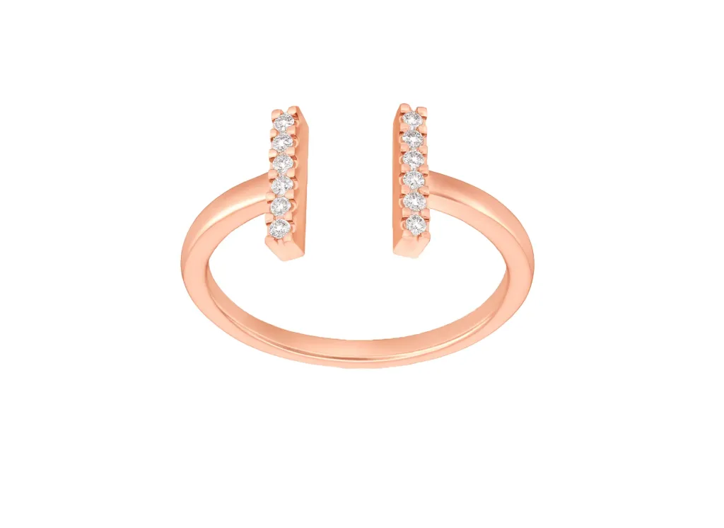 ALIGN — Round parallel set diamond-studded bar ring-VR1311