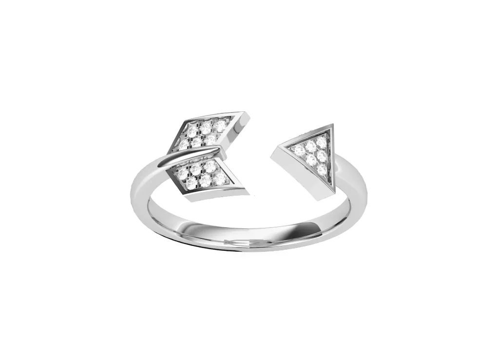 VERTA - Diamond-studded arrowhead motif ring-VR1313 (White)