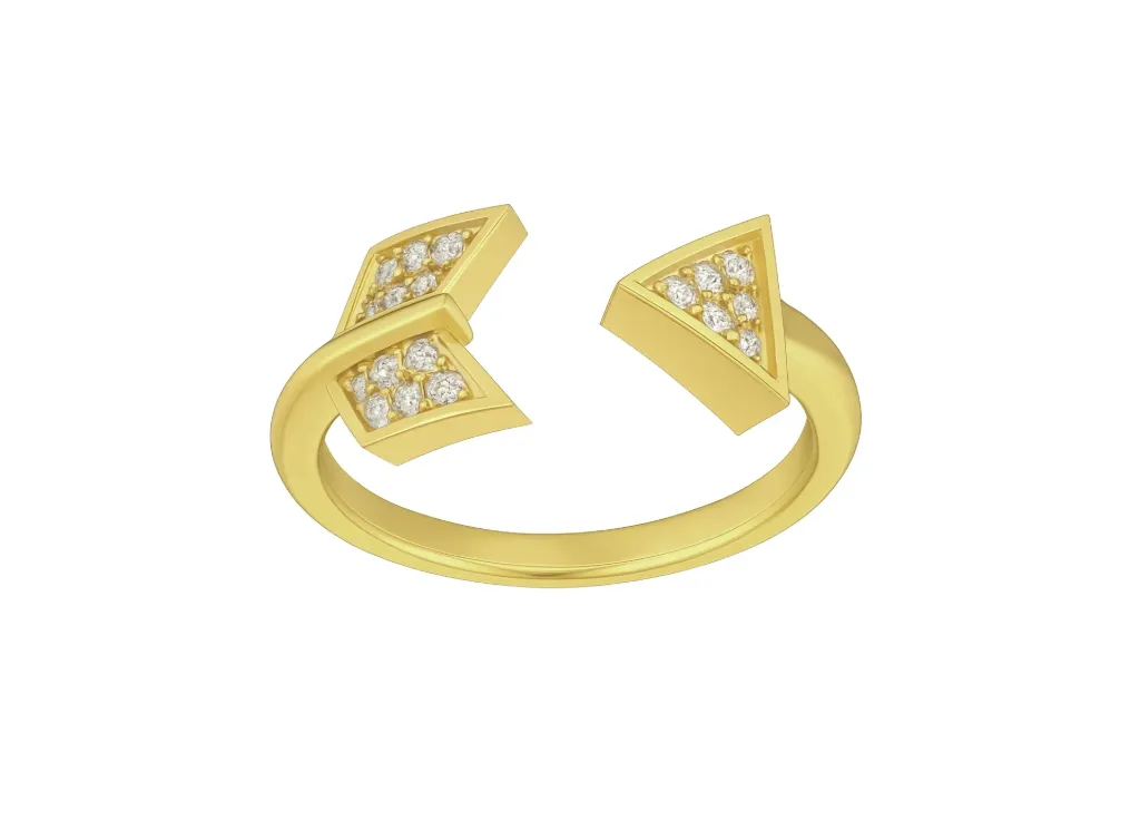 VERTA - Diamond-studded arrowhead motif ring-VR1313