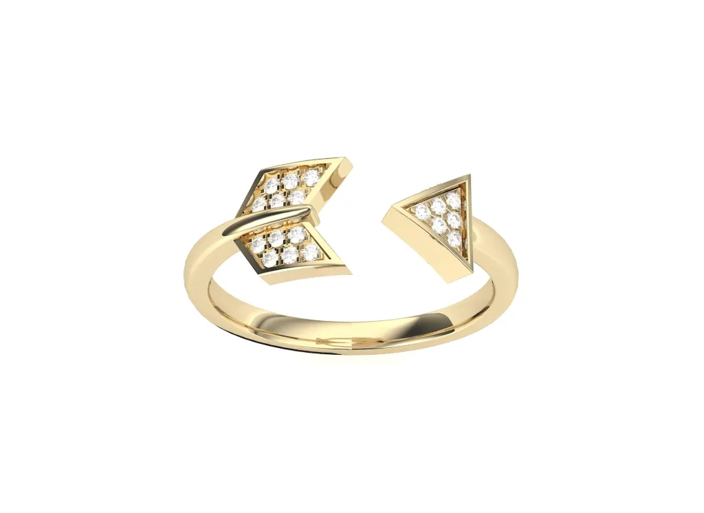 VERTA - Diamond-studded arrowhead motif ring-VR1313