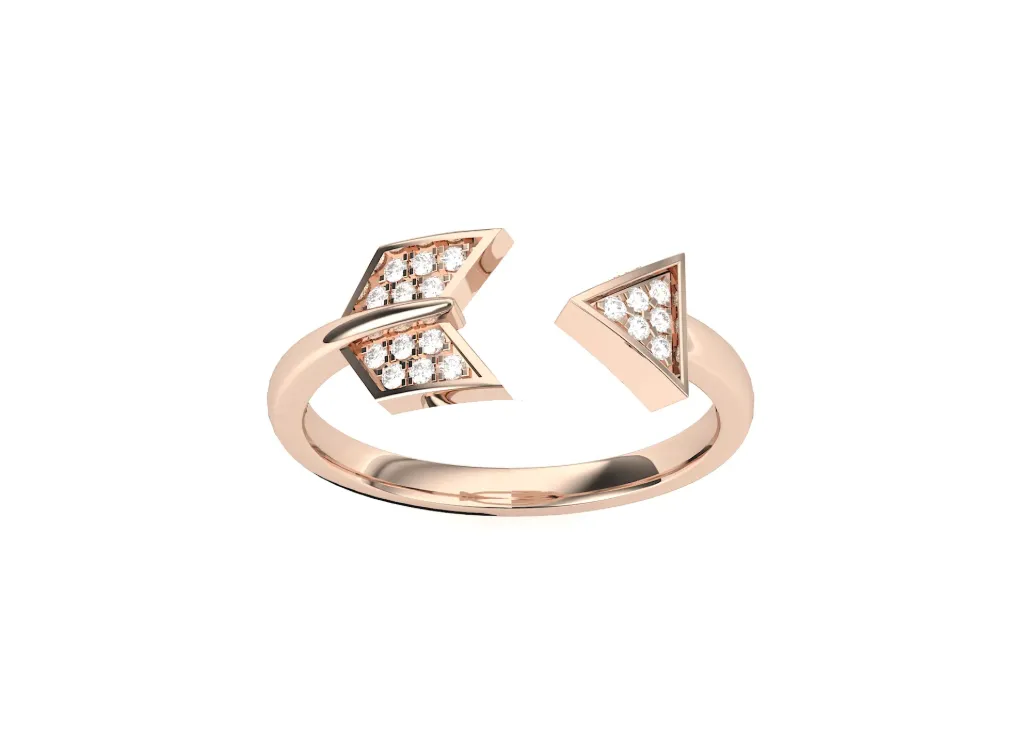 VERTA - Diamond-studded arrowhead motif ring-VR1313