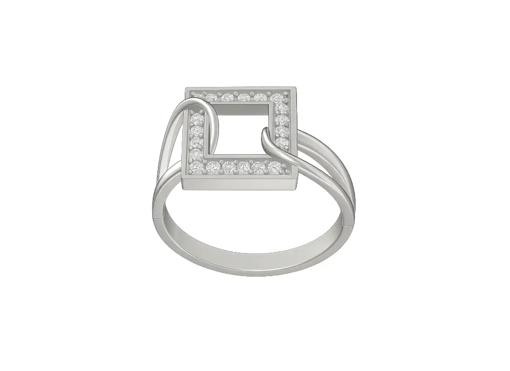 FRAME - Diamond halo frame ring set atop a bypass band-VR1316