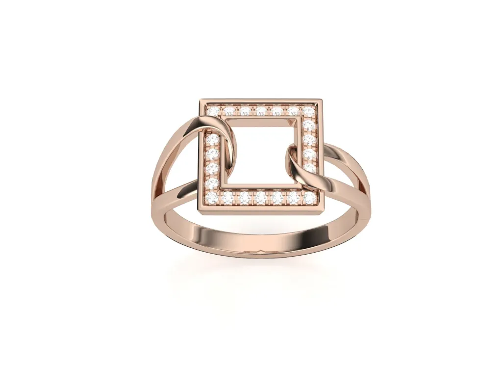 FRAME - Diamond halo frame ring set atop a bypass band-VR1316