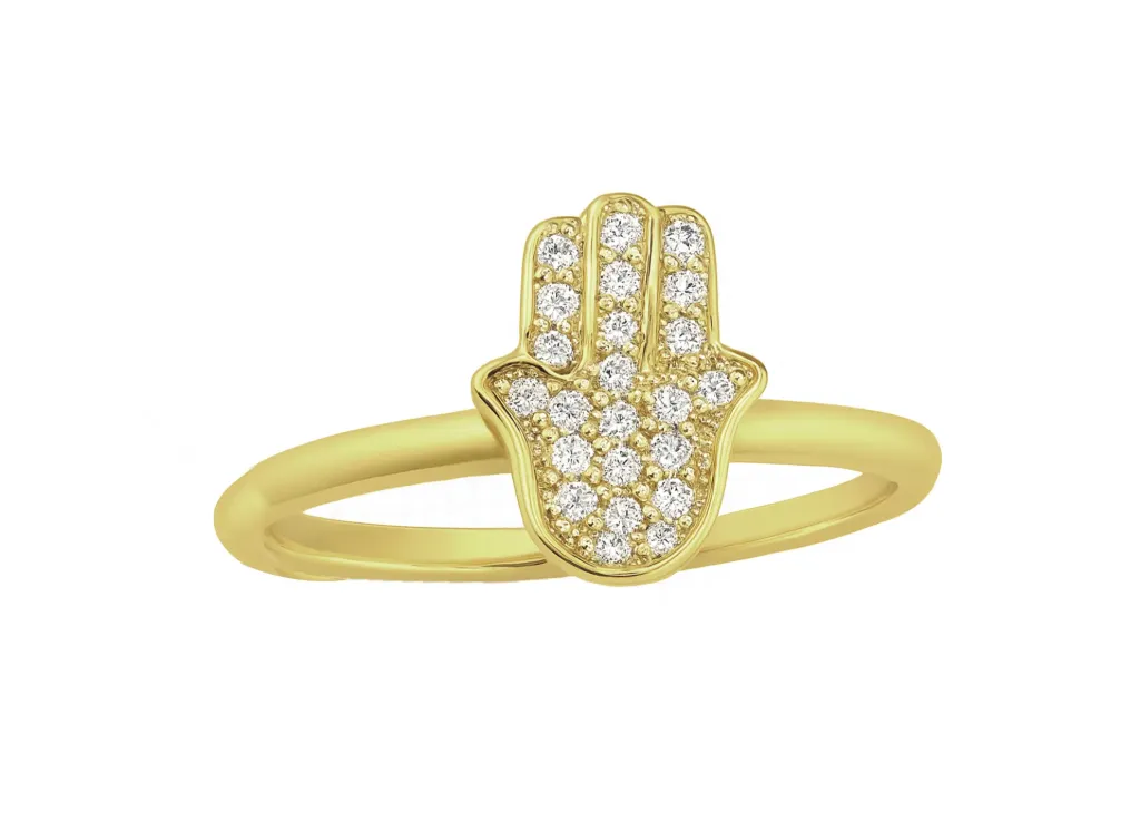 EZRAH - Diamond-studded Hamsa motif ring-VR1319