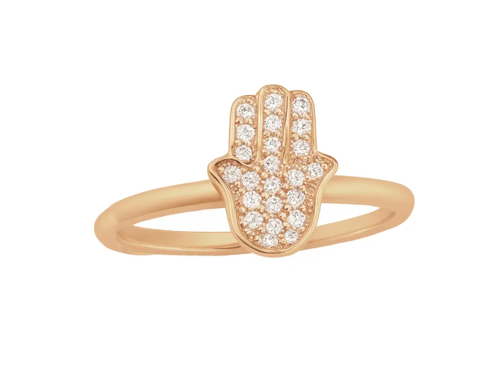 EZRAH - Diamond-studded Hamsa motif ring-VR1319