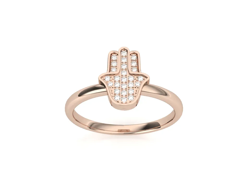 EZRAH - Diamond-studded Hamsa motif ring-VR1319