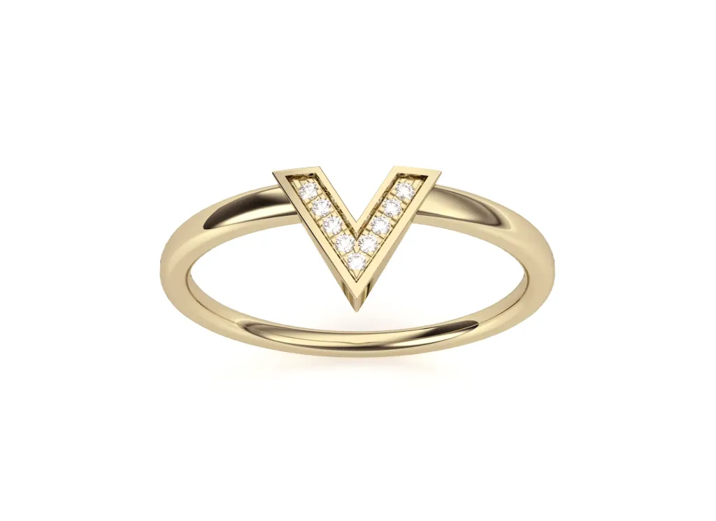 VERGE - Diamond studded V-shaped ring-VR1326