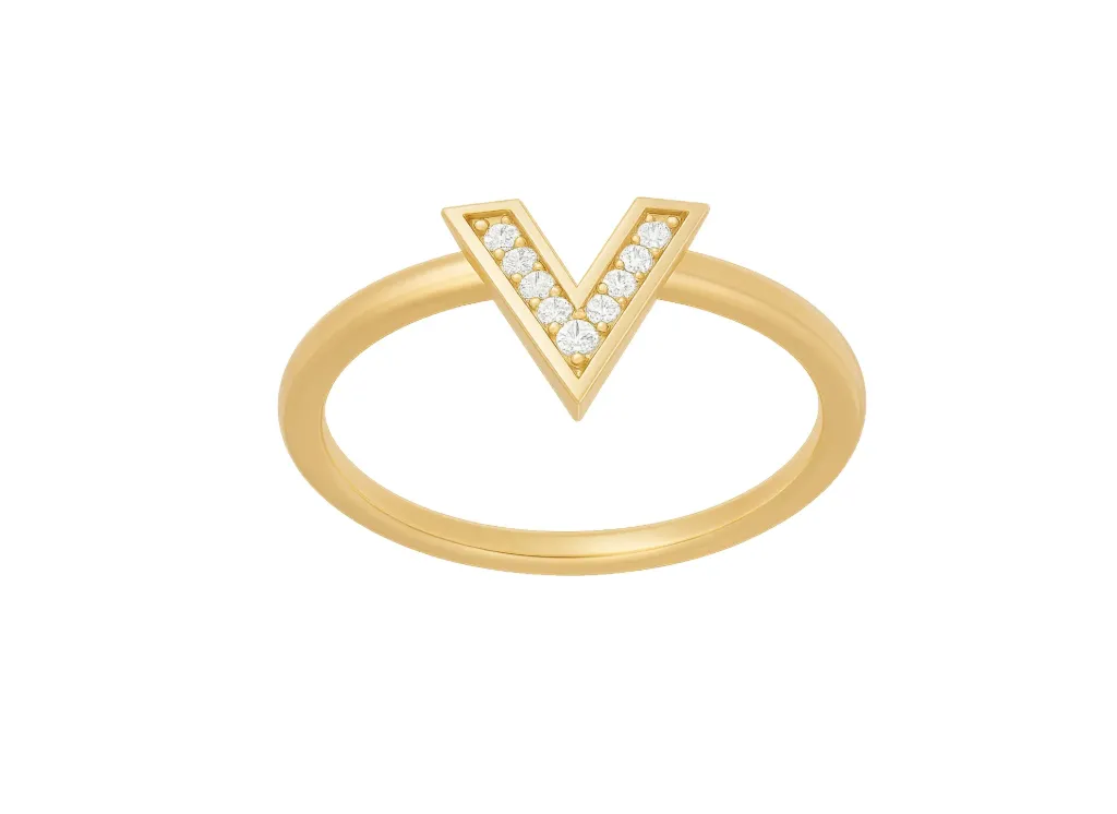 VERGE - Diamond studded V-shaped ring-VR1326