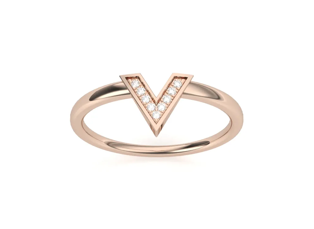 VERGE - Diamond studded V-shaped ring-VR1326