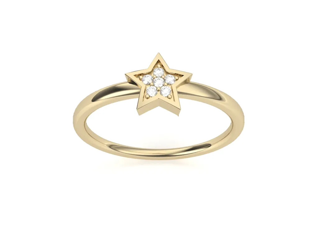 STELLA - Diamond studded start shaped motif ring-VR1327