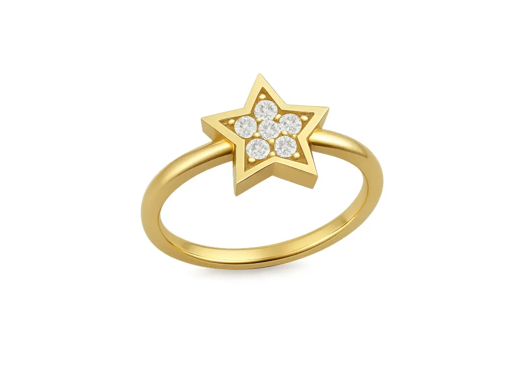 STELLA - Diamond studded start shaped motif ring-VR1327