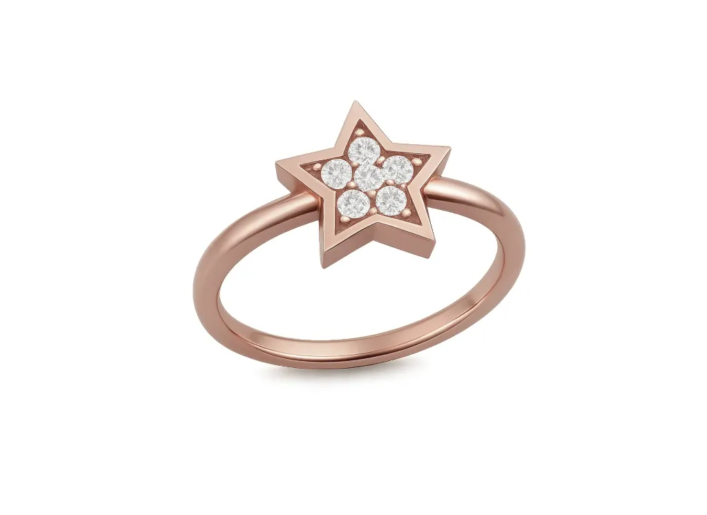STELLA - Diamond studded start shaped motif ring-VR1327
