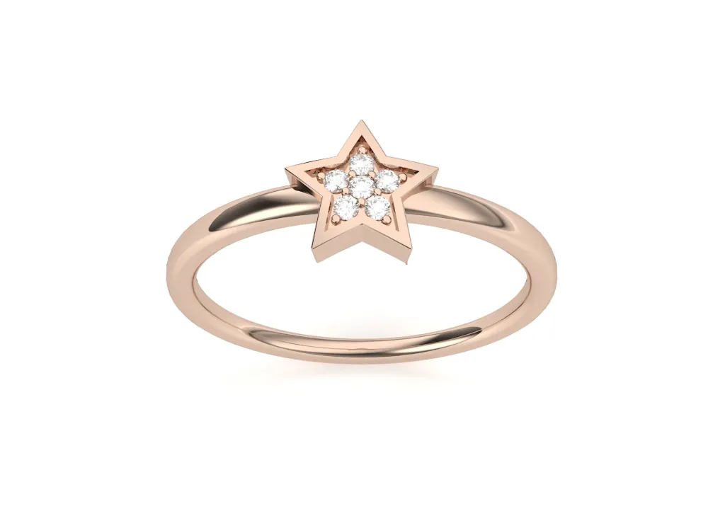 STELLA - Diamond studded start shaped motif ring-VR1327